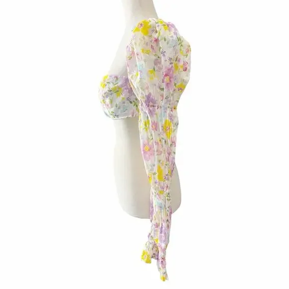 Reformation Marjorelle Marcelle Crop Top Watercolor Print M - Picture 4 of 13